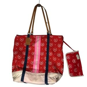 Victoria's Secret PINK Vintage Red Logo Canvas Tote Bag with Wristlet Y2K
